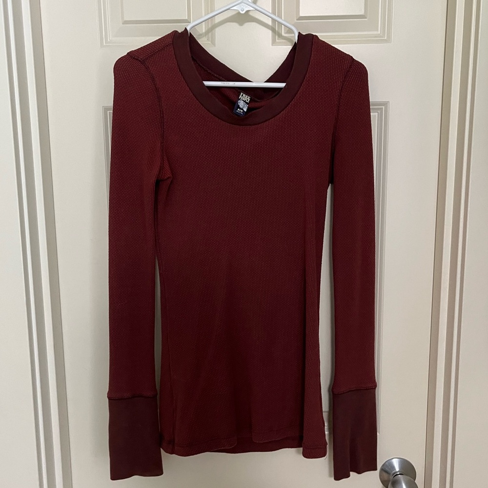 Free People red burgundy long sleeve shirt size medium